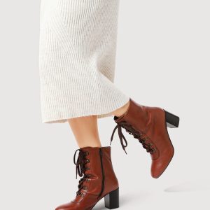SUM372 Lace-Up Heeled Ladies Ankle Boots