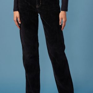 SUM386 Navy Velvet Flocked 100% Cotton Rigid Straight Leg Jeans