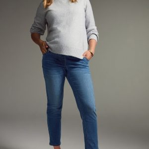 SUM379 Mid Blue Mom Maternity Jeans