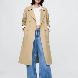 SUM330 Cream Icon Notch Collar Trench Coat