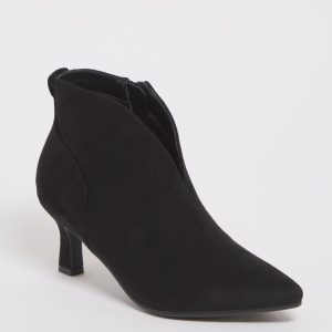SUM370 Black Kitten Heel Shoe Boots In Extra Wide Fit