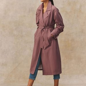 SUM335 Pink Shower Resistant Trench Coat
