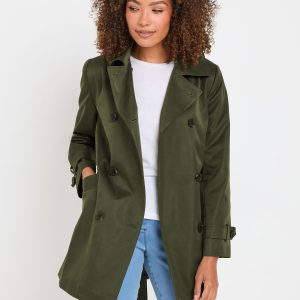 SUM329 Green Short Dipped Back Trench Coat