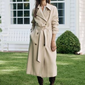 SUM340 Cream Leanne Crepe Trench Coat