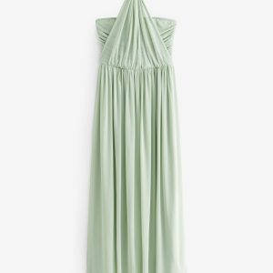 SUM353 Light Sage Green Mesh Multiway Bridesmaid Wedding Maxi Dress